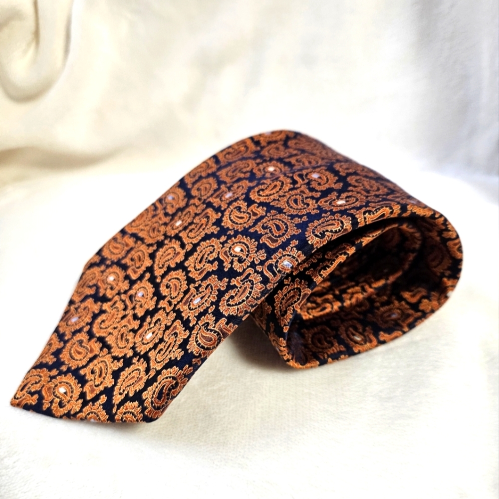 Nautica Navy/Copper Hues Elegant Paisley Men's Tie 57"x4"